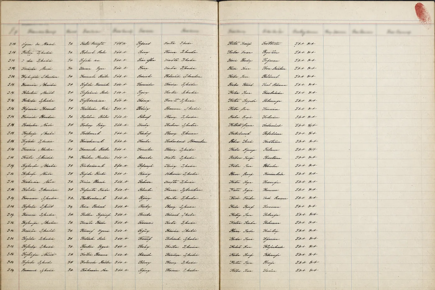 An open ward admissions ledger, filled with handwritten entries.