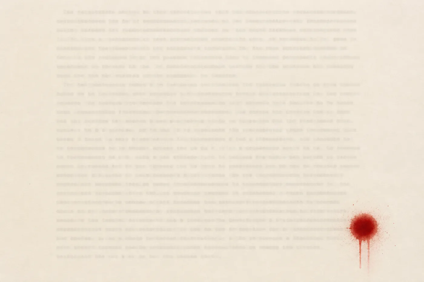 A clean sheet of the treaty text with a single soaked-through bloodstain low on the page.